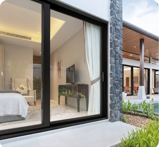Energy efficient glass doors opening onto a Florida patio